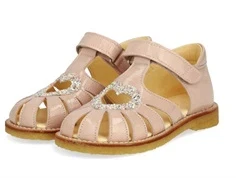 Angulus sandal rosebud med glimmerhjerte (smal)